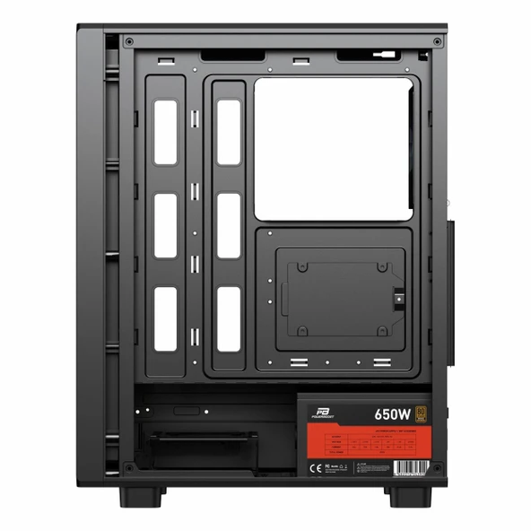 PowerBoost PB-A5065B 650W 80+ Bronz USB 3.2 ARGB eATX Mid Tower Siyah Kasa - Resim 5