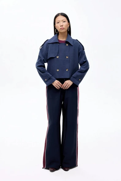 Quzu Önü Düğme Detaylı Kadın Trençkot - Resim 3