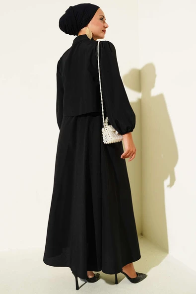 Fırfır Detaylı Etekli İkili Takım Siyah - Resim 3