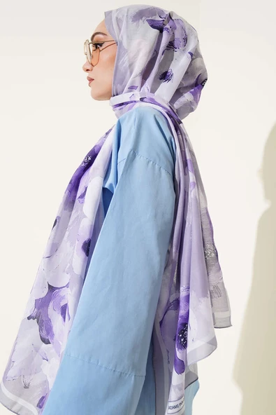 Retro Rose Desen Şal Gri - Resim 3