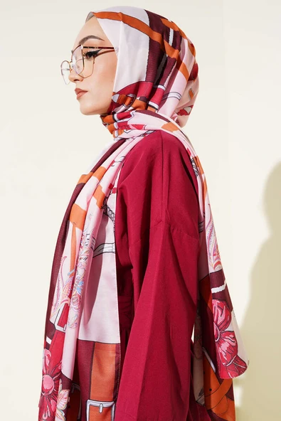 Kemer Desenli Soft Şal Pembe - Resim 3