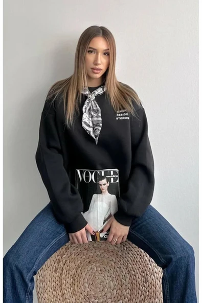 Quzu Fular Detaylı Kadın Sweatshirt ürün görseli 1