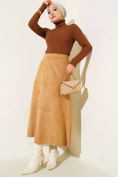 Fitilli Balıkçı Yaka Triko Kazak Taba - Resim 2