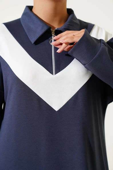 Loyşa Fermuarlı V Şeritli İkili Takım Füme - Resim 4