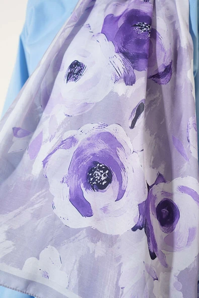 Retro Rose Desen Şal Gri - Resim 4