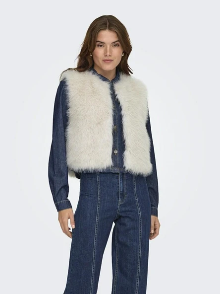 Only Jdy Yora Faux Fur Waıst Kadın Yelek 15359348 - Resim 2