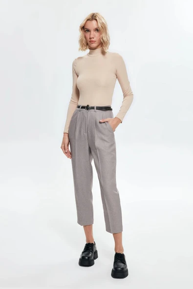 Quzu Kemerli Havuç Kadın Pantolon - 3