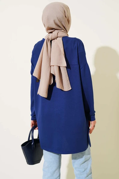 Kalp Detaylı Basic Tunik Lacivert - Resim 3
