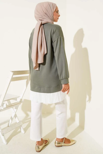 Loyşa Eteği Pileli Tunik Haki - 3