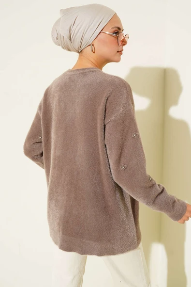 Taş Detaylı Sakallı Kazak Vizon - 3