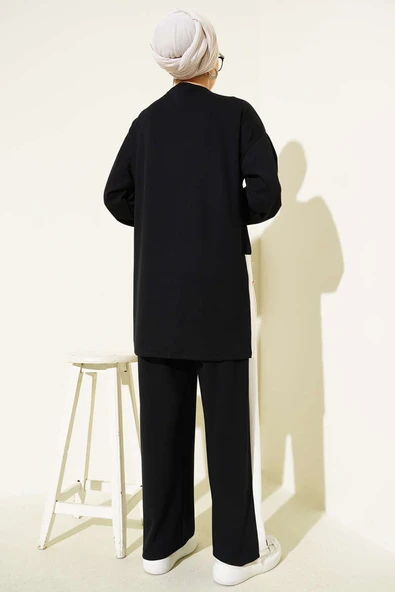 Gold Düğmeli Garnili Loyşa İkili Takım Siyah - Resim 3