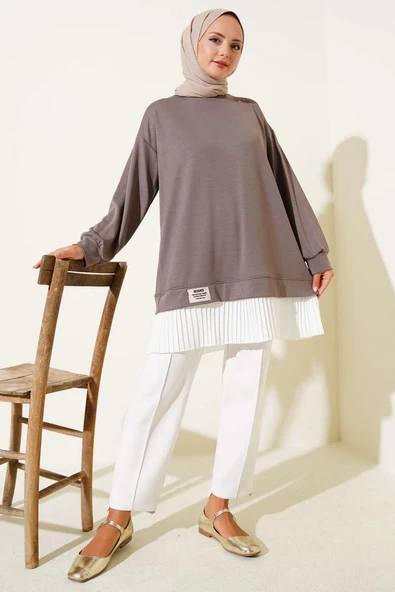 Loyşa Eteği Pileli Tunik Vizon - 2