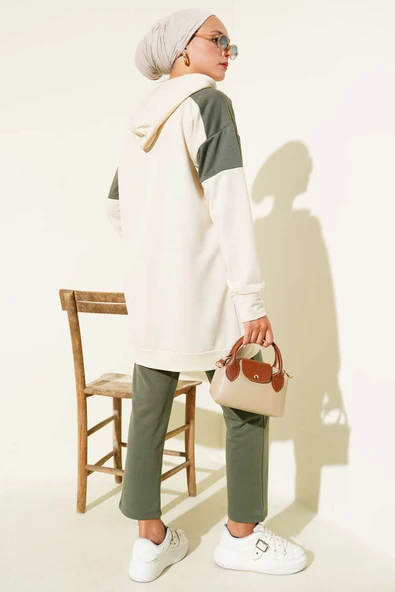 Armalı İki İpli Kapşonlu İkili Takım Haki - Resim 3