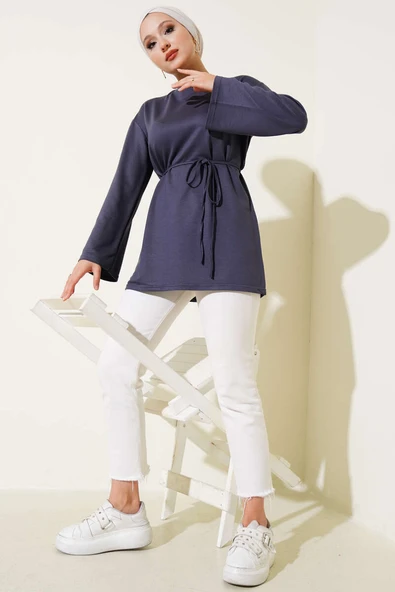 İspanyol Kol Bağcıklı Tunik Füme - Resim 2