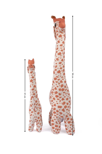 Peluş Zürafa 2’li Set Büyük ve Orta Boy Uyku Arkadaşı Dekoratif Hediyelik Oyuncak - 2