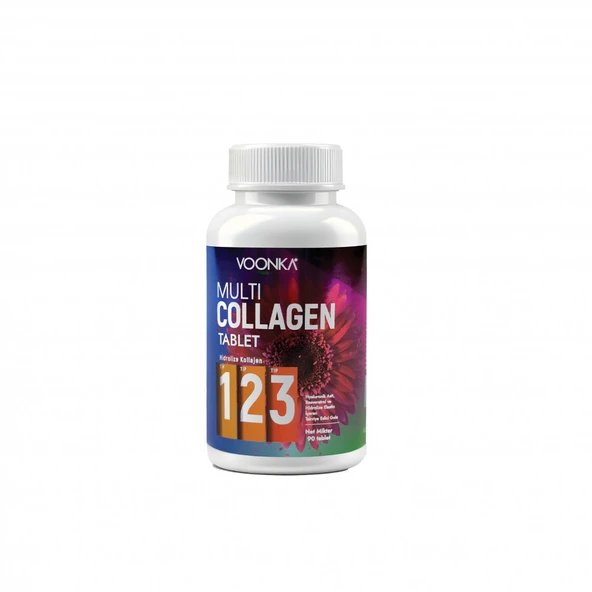 Voonka Multi Collagen Tablet Tip 1,2,3 Hidrolize Kolajen Hyaluronik Asit 90 Tablet ürün görseli 1