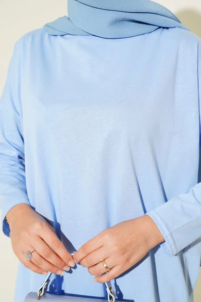 Yan Yırtmaçlı Basic Tunik Bebe Mavi - Resim 4