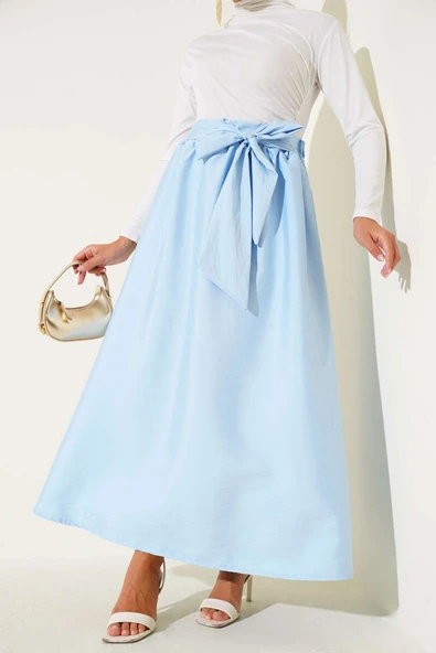 Kendinden Kuşaklı Kloş Etek Bebe Mavi ürün görseli 1