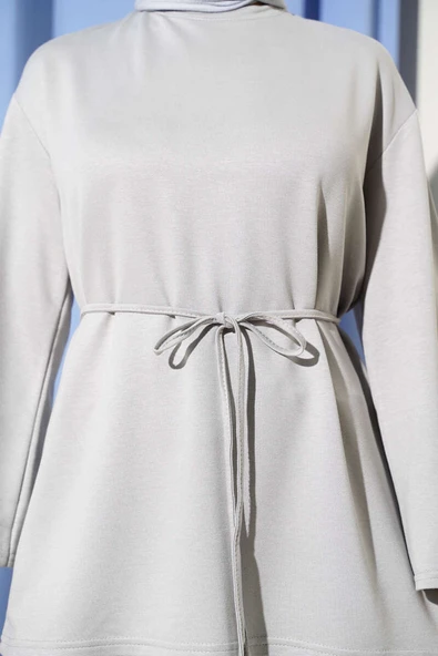 İspanyol Kol Bağcıklı Tunik Gri - Resim 4