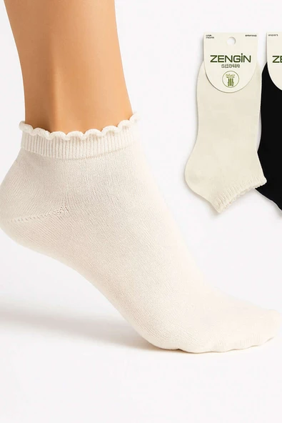 Kadın 4lü Fırfırlı Patik Çorap Asorti 1 - Resim 2