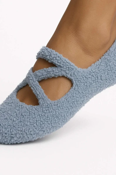 Kadın Peluş Pilates Patik Gri - Resim 2