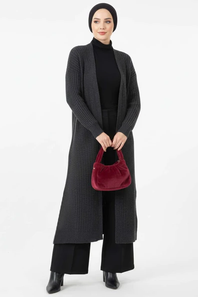 Salaş Fitilli Uzun Hırka Antrasit ürün görseli