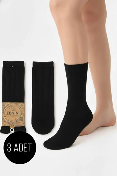 Kadın 3lü Havlu Taban Fitilli Çorap Siyah ürün görseli