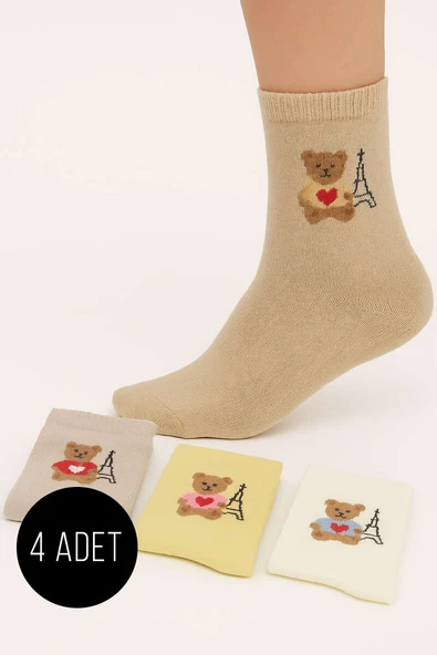 Kadın 4lü Karışık Soket Çorap Asorti 3 ürün görseli