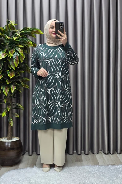 Kadın Tesettür Giyim Büyük Beden Trend Simli Tunik - Resim 10