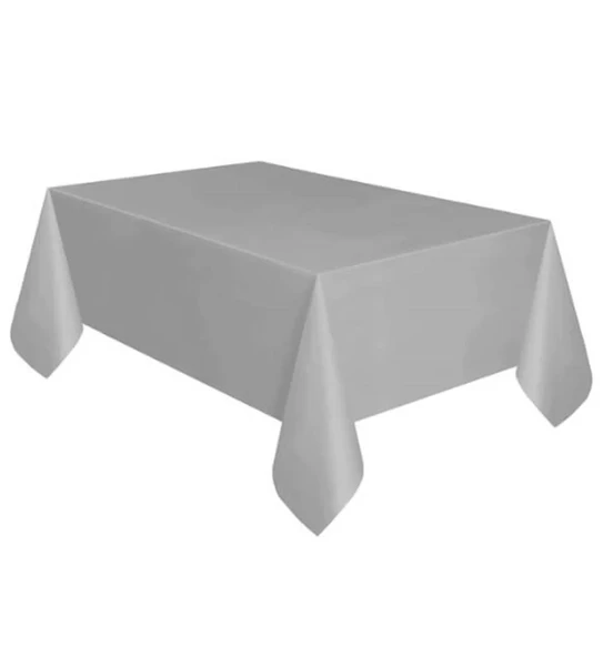 Plastik Naylon Su Geçirmez Parti Piknik Renkli Masa Örtüsü - 120x180 Cm. - Gümüş - 1 Adet - Resim 2