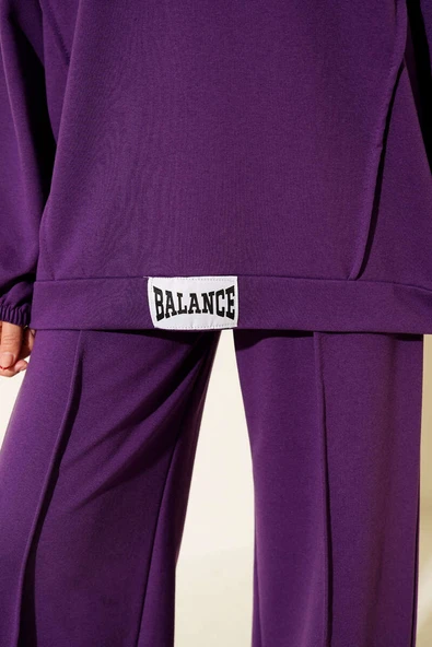 Balance Armalı Kapüşonlu Salaş İkili Takım Mor - Resim 4