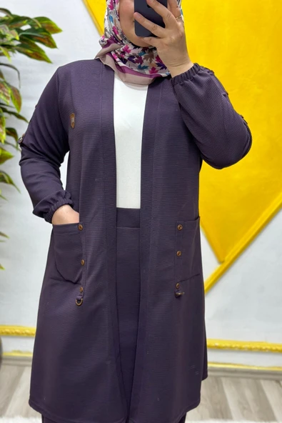 Kadın Büyük Beden Ottoman Cepli Çelik Hırka - Resim 2