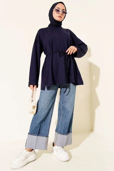 Bisiklet Yaka İp Kuşaklı Tunik Parlement - Resim 2