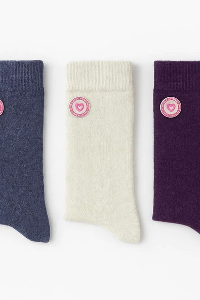 Kadın 3lü Yün Soket Çorap Asorti 1 - Resim 2