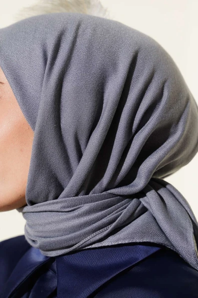 Basic Düz Kışlık Eşarp Gri - Resim 4