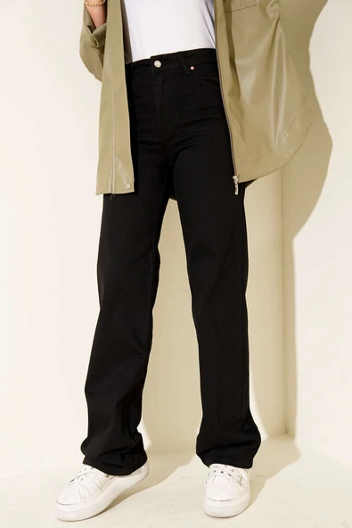 Yüksek Bel Palazzo Pantolon Siyah ürün görseli 1