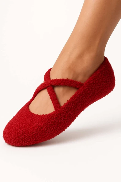 Kadın Peluş Pilates Patik Kırmızı ürün görseli 1