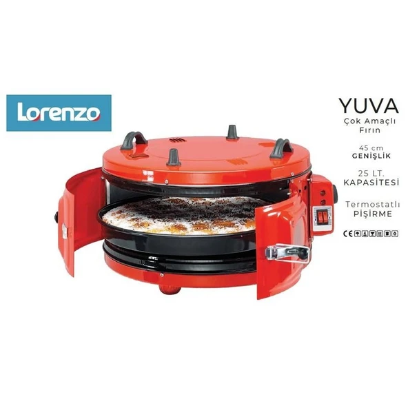 LORENZO YUVA ÇOK AMAÇLI FIRIN MAT KIRMIZI