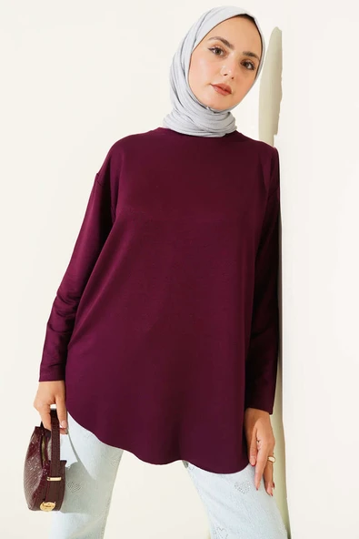 Basic Alt Dikişsiz Tunik Mürdüm ürün görseli