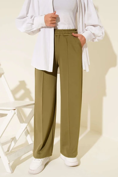 Scuba Çımalı Bol Paçalı Pantolon Haki - Resim 2