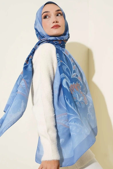 Piksel Paisley Desen Şal Mavi ürün görseli 1