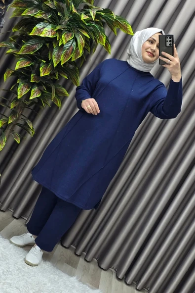 Kadın Tesettür Giyim Büyük Beden Nervürlü Spor İkili Takım - Resim 2