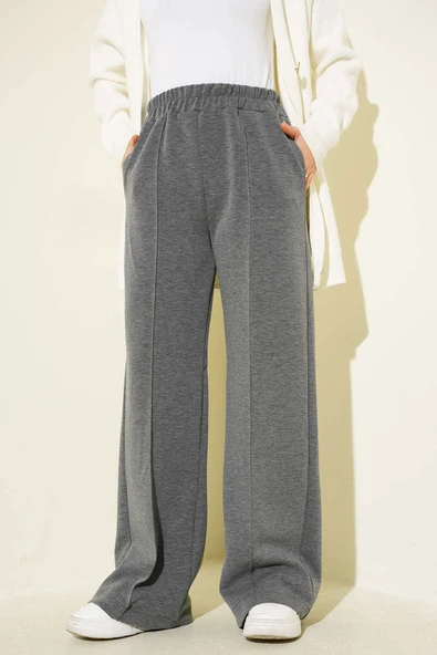 Beli Lastik Detaylı Çımalı Pantolon Füme - Resim 2