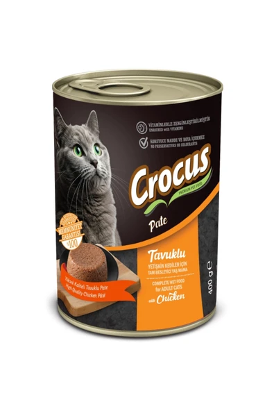 Crocus Yetişkin Kedi Tavuklu Pate Yaş Mama 400g Skt:08/2027 ürün görseli