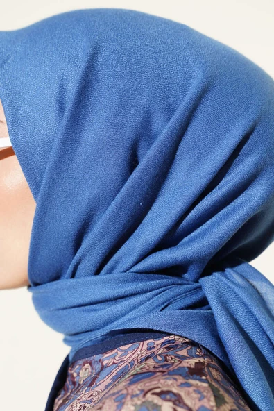 Basic Düz Kışlık Eşarp Mavi - Resim 4