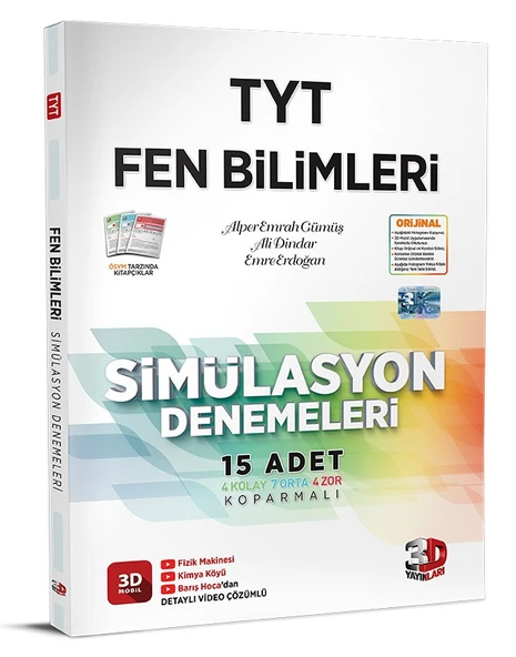 3D Yayınları Sınav Hazırlık TYT Fen Bilimleri Simülasyon Denemeleri 2025 2026 Yeni Baskı Sezon ürün görseli