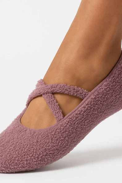 Kadın Peluş Pilates Patik Gül Kurusu - Resim 2