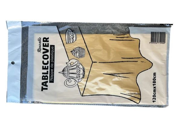 Plastik Naylon Su Geçirmez Parti Piknik Renkli Masa Örtüsü - 120x180 Cm. - Altın - 1 Adet - Resim 2