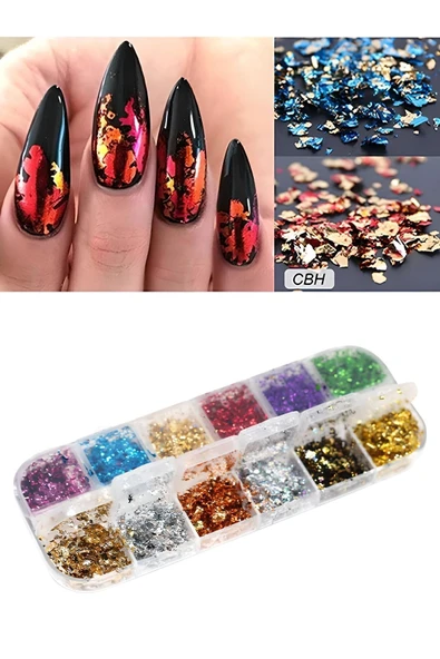 Ocean Tırnak Süsleme Folyo Parçaları, Nail Art Tırnak Süsleme Folyo Seti 12'li ürün görseli
