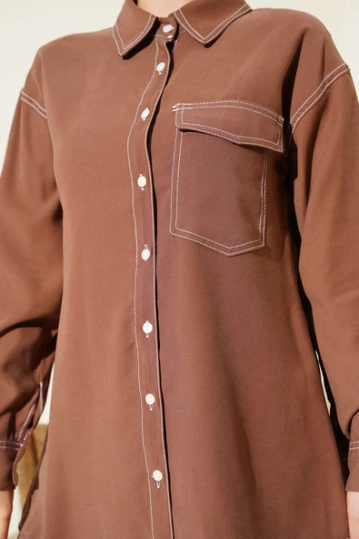 Gömlek Yaka Tek Cepli İkili Takım Taba - Resim 4